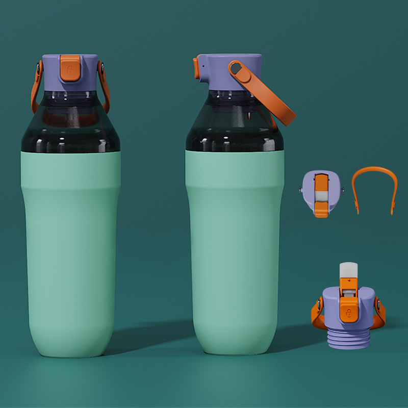 New dual-purpose combination handle sports water cup private mold exclusive cross-border new product SK middle lid bouncing straw cup full figure