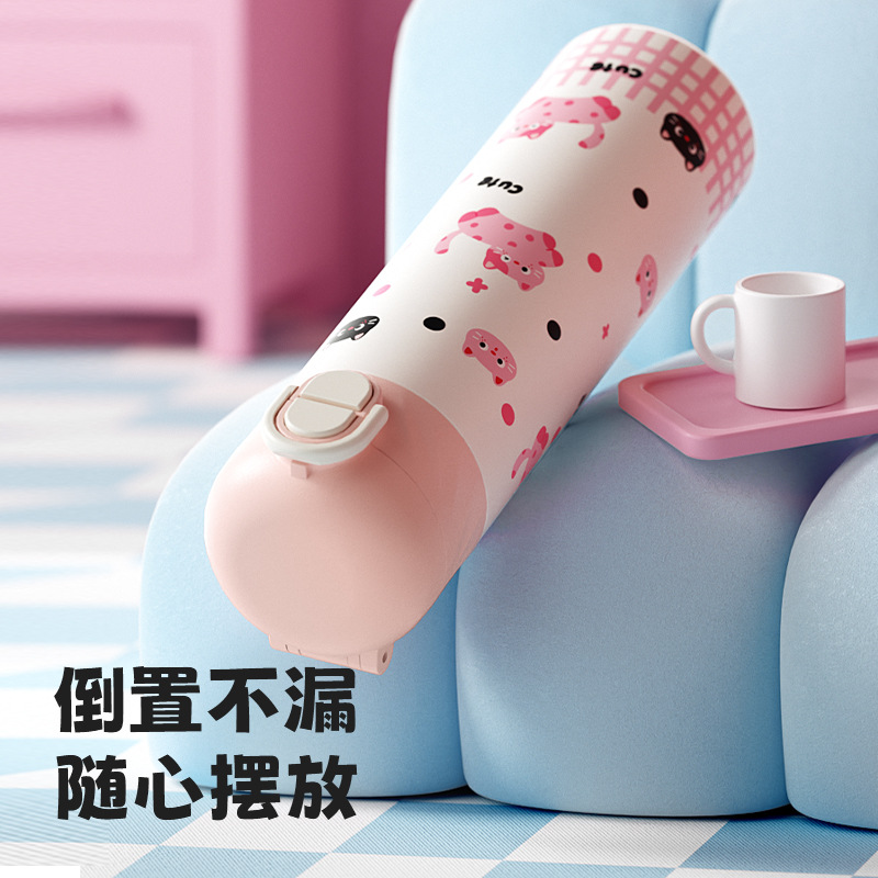 Cartoon high appearance level 316 stainless steel insulated cup, bouncy double-drinking straight cup, large capacity outdoor portable and easy to use cup details Picture
