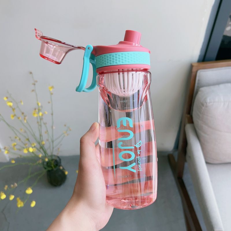 Large-capacity sports water cup, plastic, high appearance level, portable Korean version for students' outdoor use, men's and women's cup with tea tray scale Specification drawing