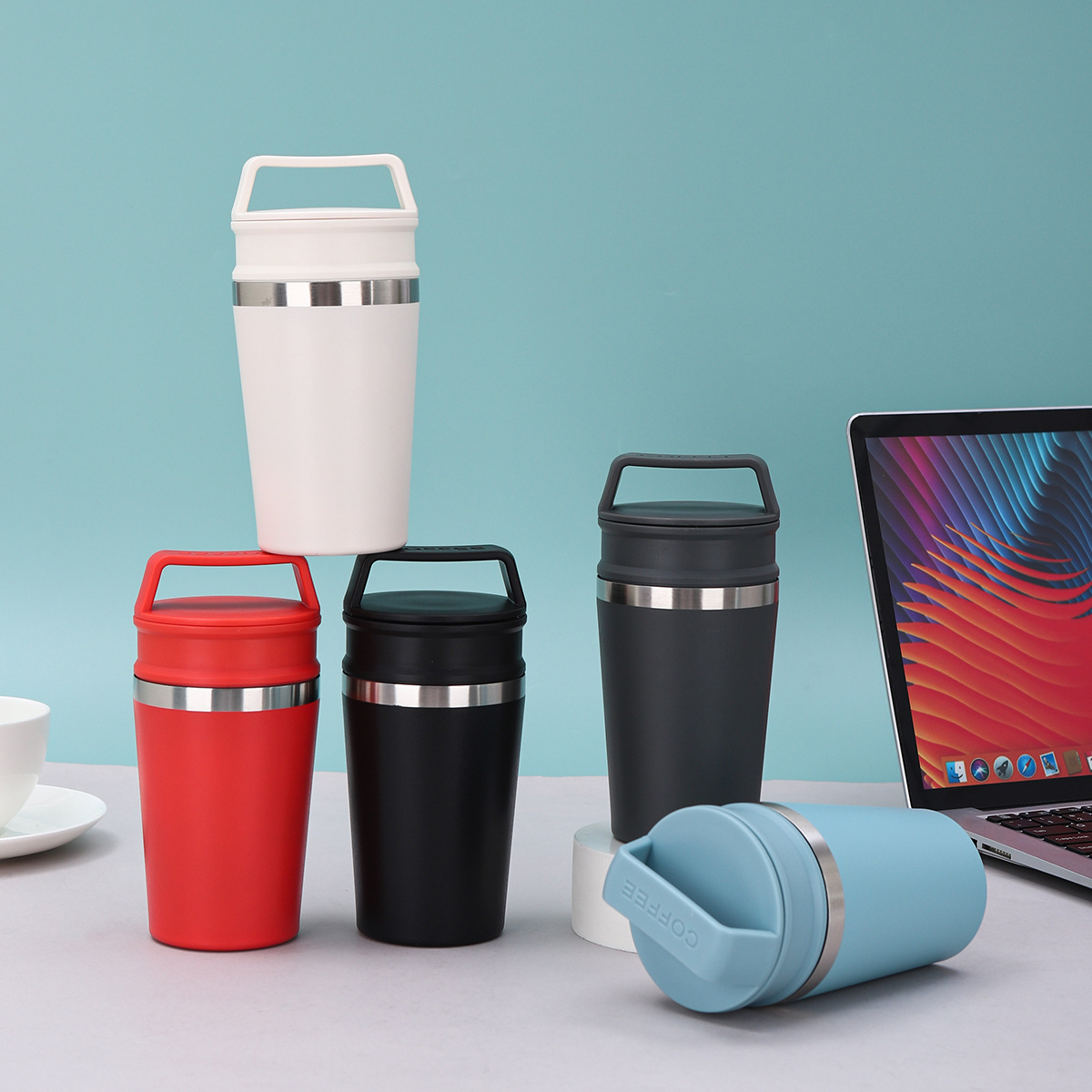 Wholesale of creative new portable coffee cups, stainless steel insulated cups, outdoor sports gift cups for men and women Specification drawing