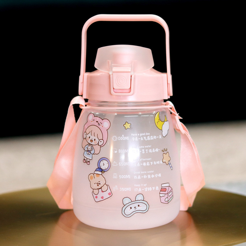 Popular large-bellied cups, large-capacity children's plastic water cups, summer portable water bottles, student straw cups, cartoon plastic cups Application Scenario