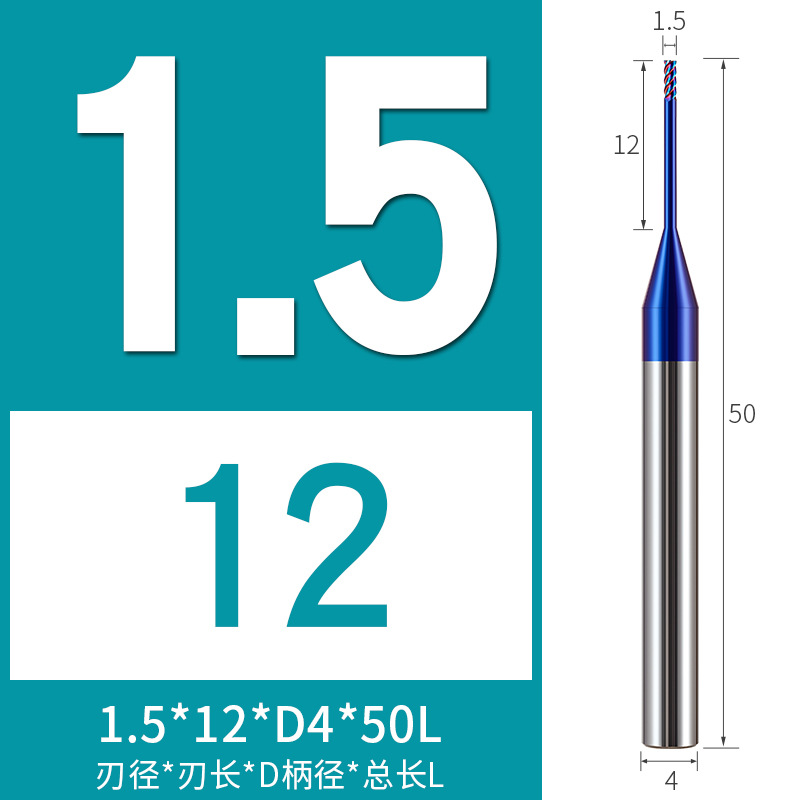 65-degree cemented carbide tungsten steel deep groove cutter, deep hole and deep cavity processing, long diameter and micro diameter 4-edge coated milling cutter, four-edge Item Picture