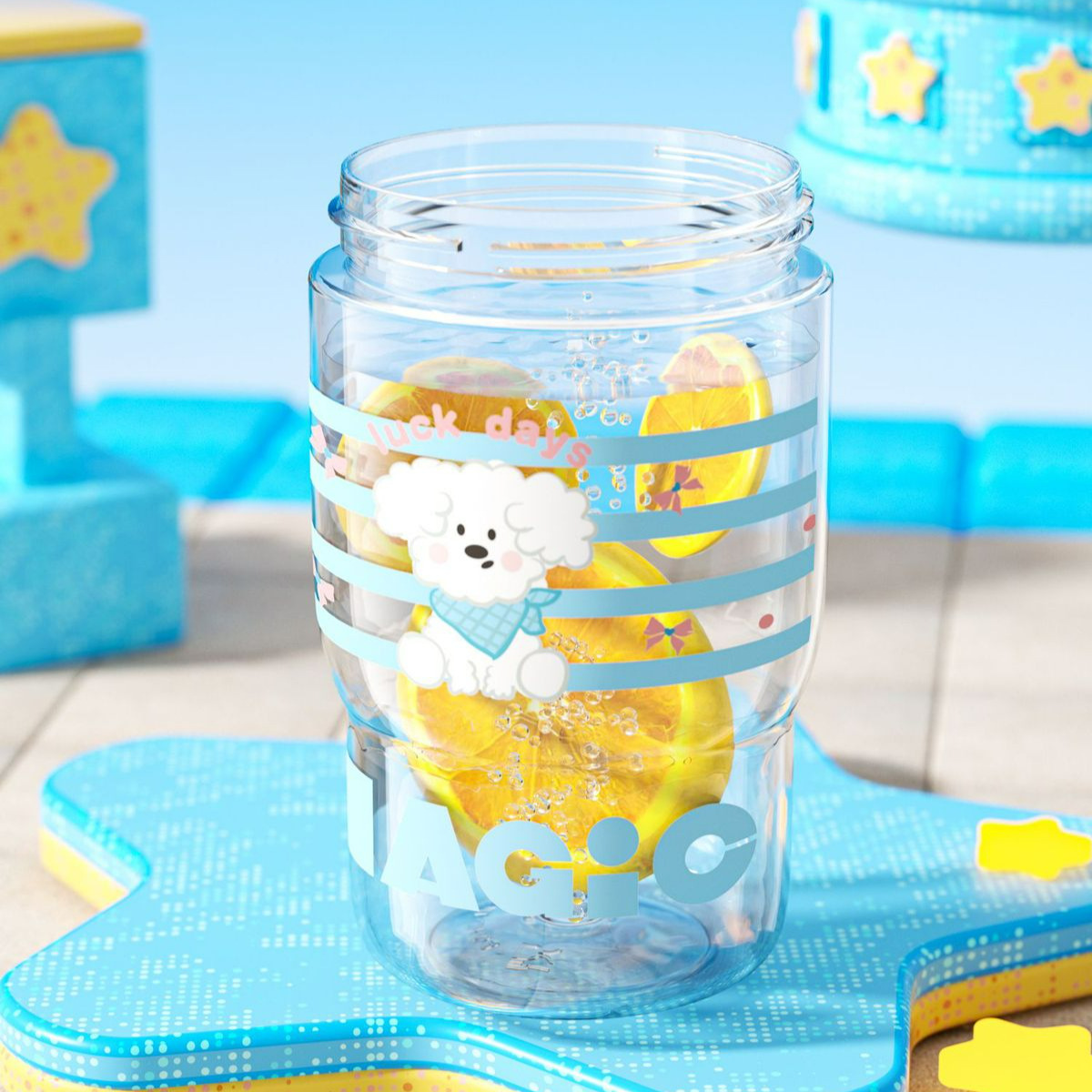The cartoon green wheat plastic cup is convenient to carry. It features a silk-absorbing printing design and comes with a tea separator. It is a large-capacity double-drinking cup Application Scenario
