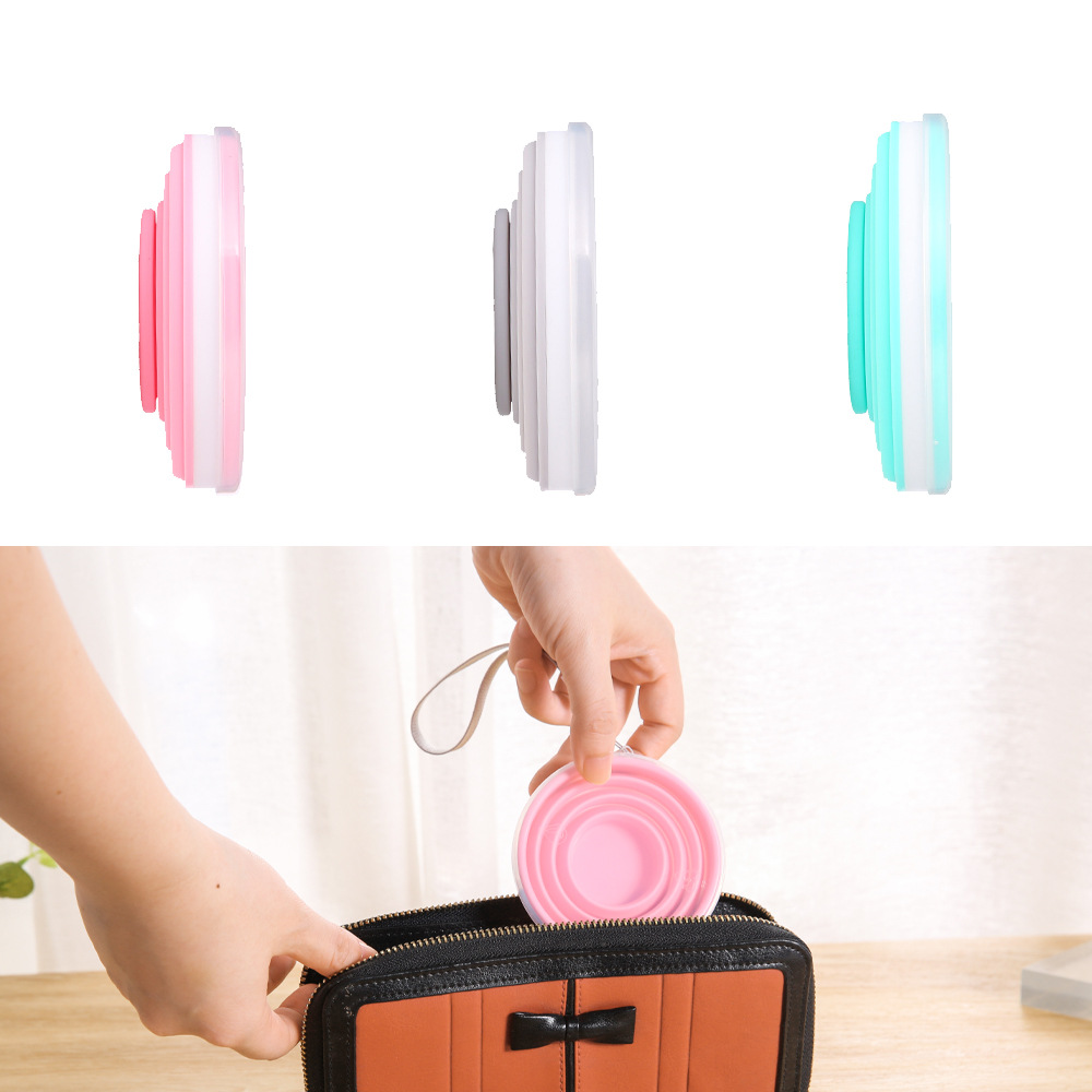 Outdoor portable travel pocket cup, silicone stretchable and foldable sports water cup, small-capacity toiletry-use cup details Picture