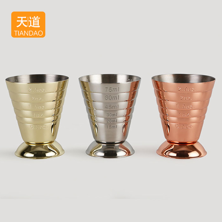 Stainless steel segmented 75ml magic measuring cup, three types of graduated stainless steel ounce cups, graduated measuring cups, bar tools full figure