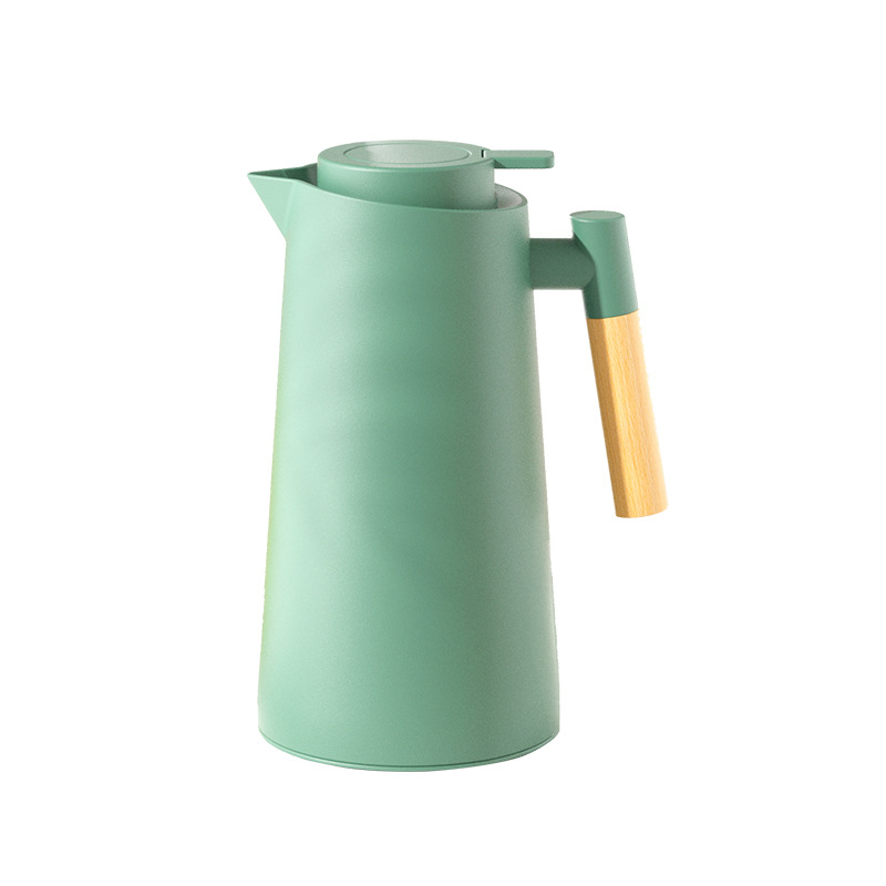 New Nordic household insulated kettle, wooden handle, glass inner liner, hot water kettle, coffee pot, large capacity, gift cup, printed words Item Picture