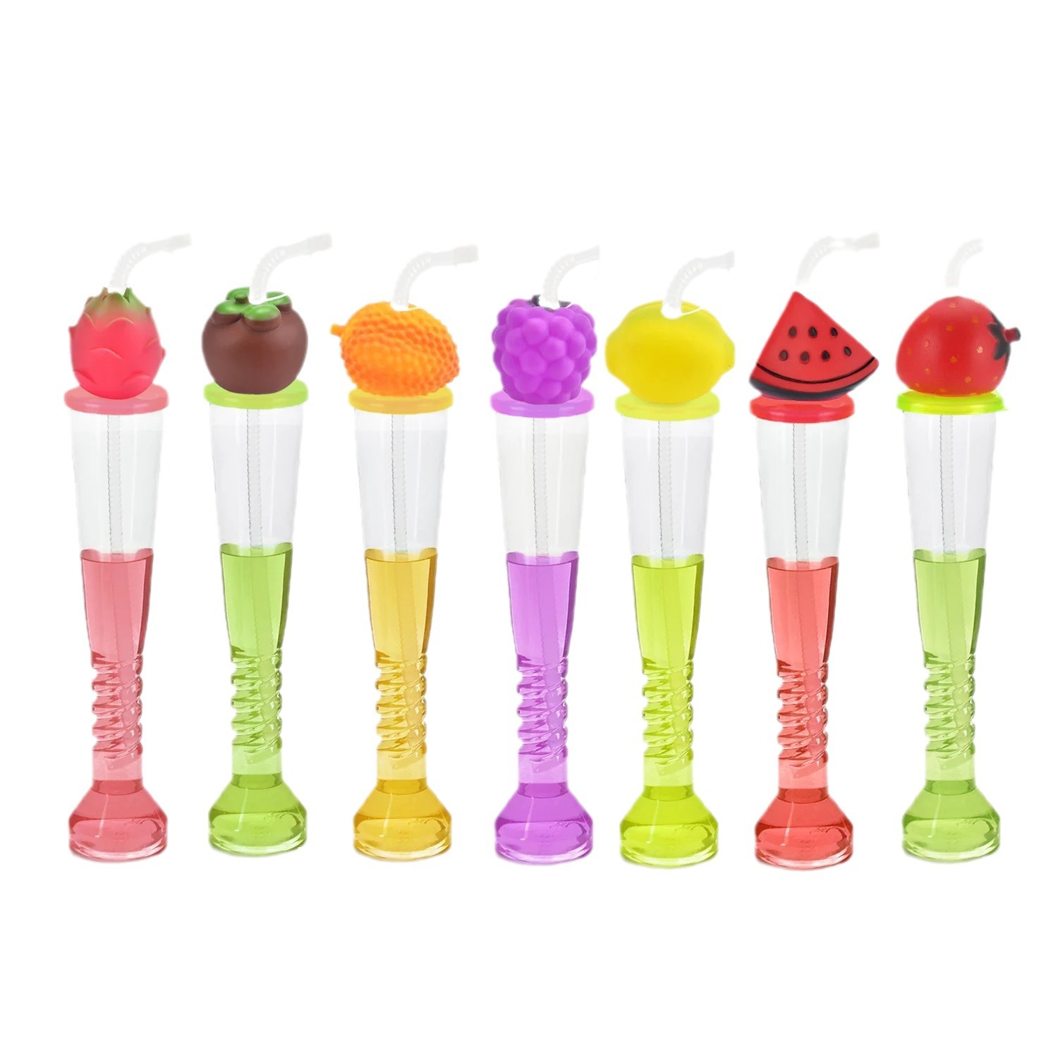 New cross-border factory direct sales plastic straw cups, coconut tree torches, twisted dough sticks, cartoon animal cups, festival party gifts Item Picture