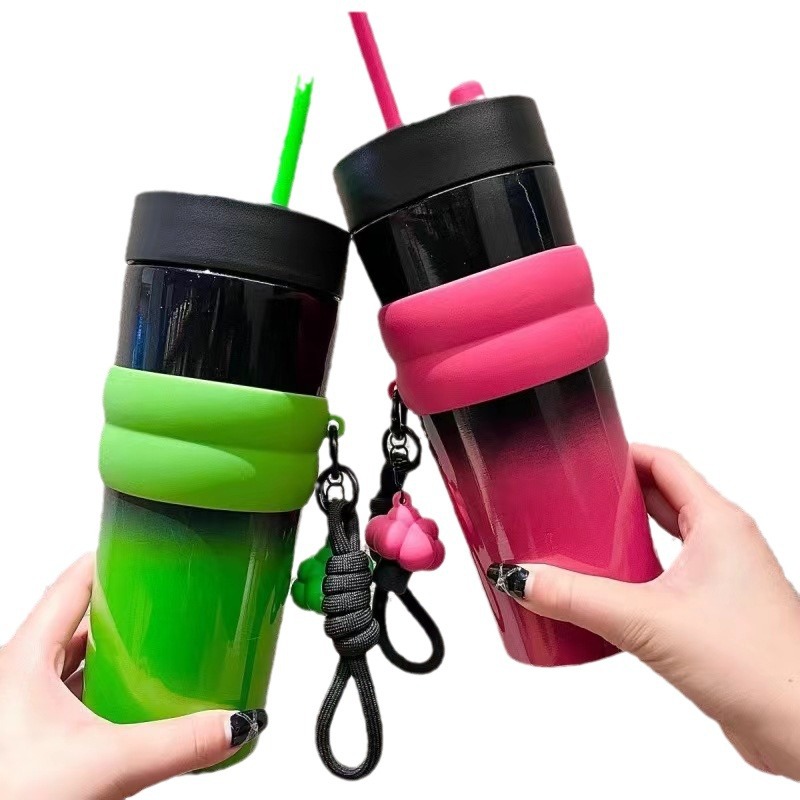 Cross-border super-large capacity 316 stainless steel insulated inner liner, outdoor portable lifting rope straw, unisex Phantom Cup Item Picture