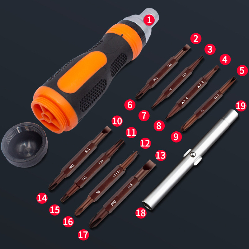 19-in-one ratchet screwdriver, Cross-head screwdriver, household multi-functional maintenance hardware tool portable set undefined