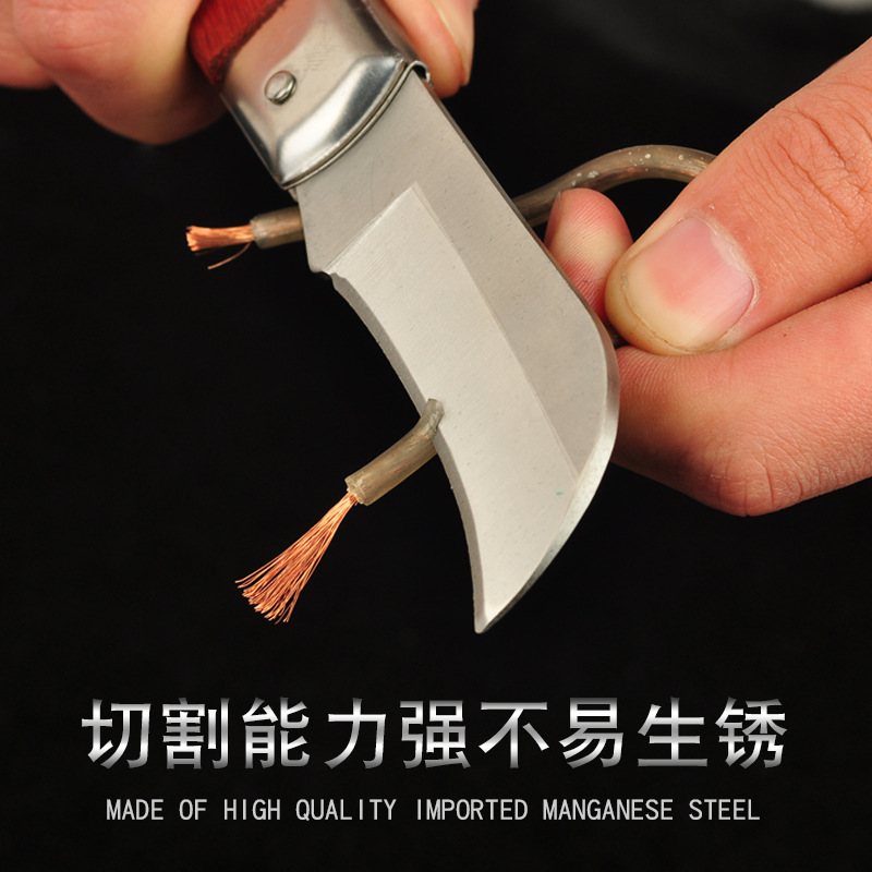 Factory direct supply of electrician knives, folding non-insulating straight and curved edge manual stainless steel wire strippers and cable knives Application Scenario
