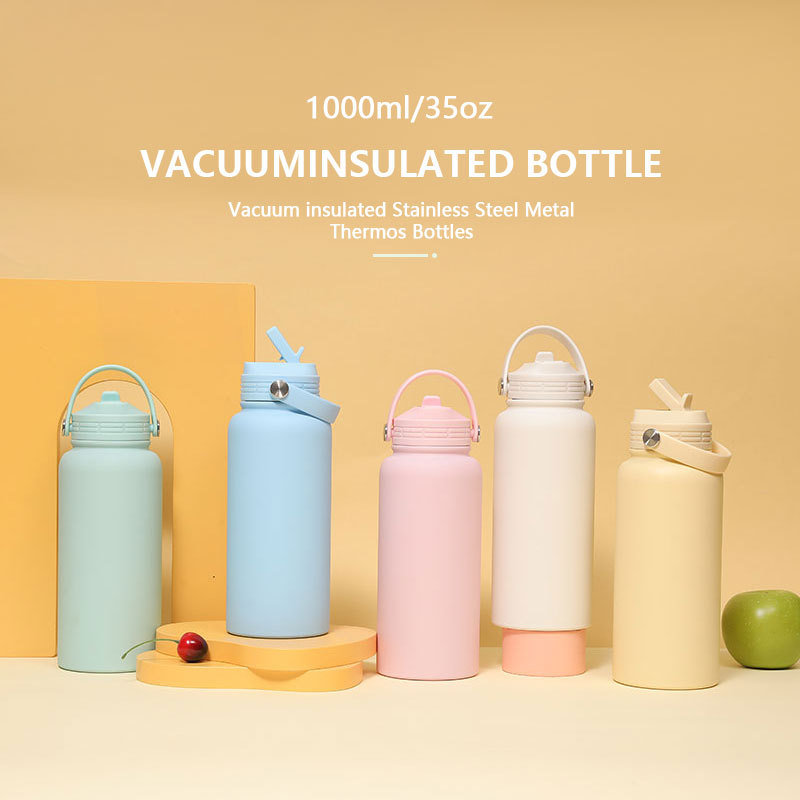 Factory direct supply sports water bottle, American-style large-mouth 1L insulated cup, large-capacity camping portable hand-held sports water cup details Picture