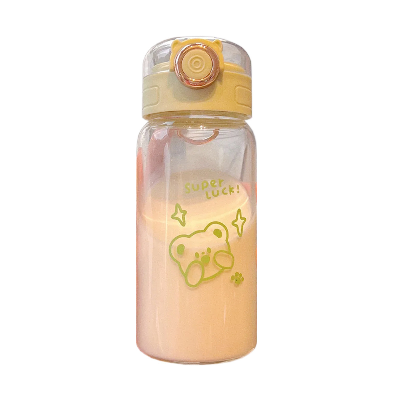 Cartoon student glass cup, simple yet highly attractive, girl straw cup, fresh, heat-resistant, portable and cute water cup Item Picture