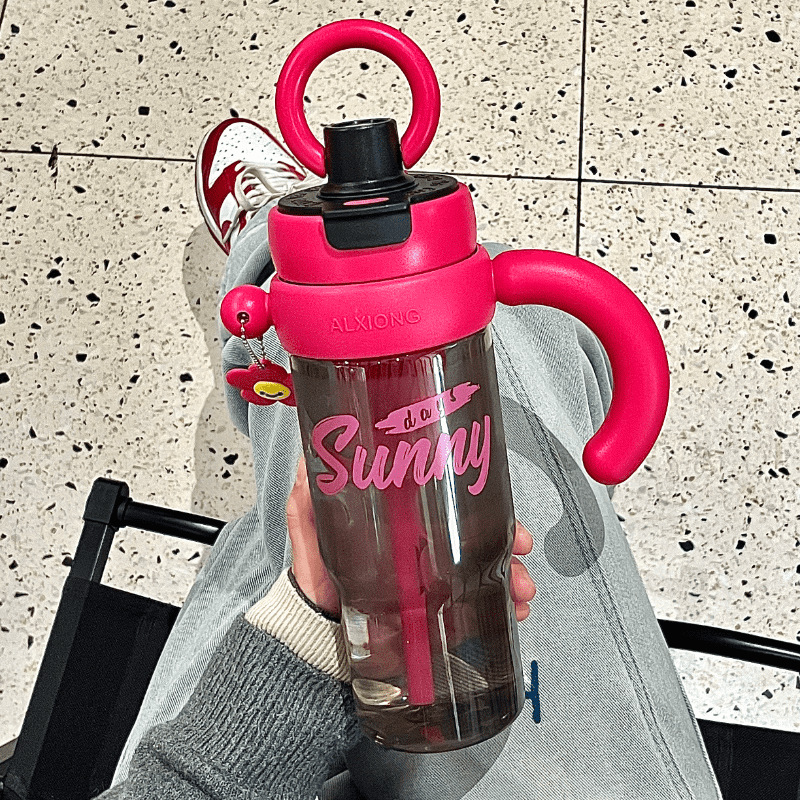 New Model 2025 Ladies' high appearance level portable straw Cup Students' large capacity simple travel double-drinking ring water cup Specification drawing