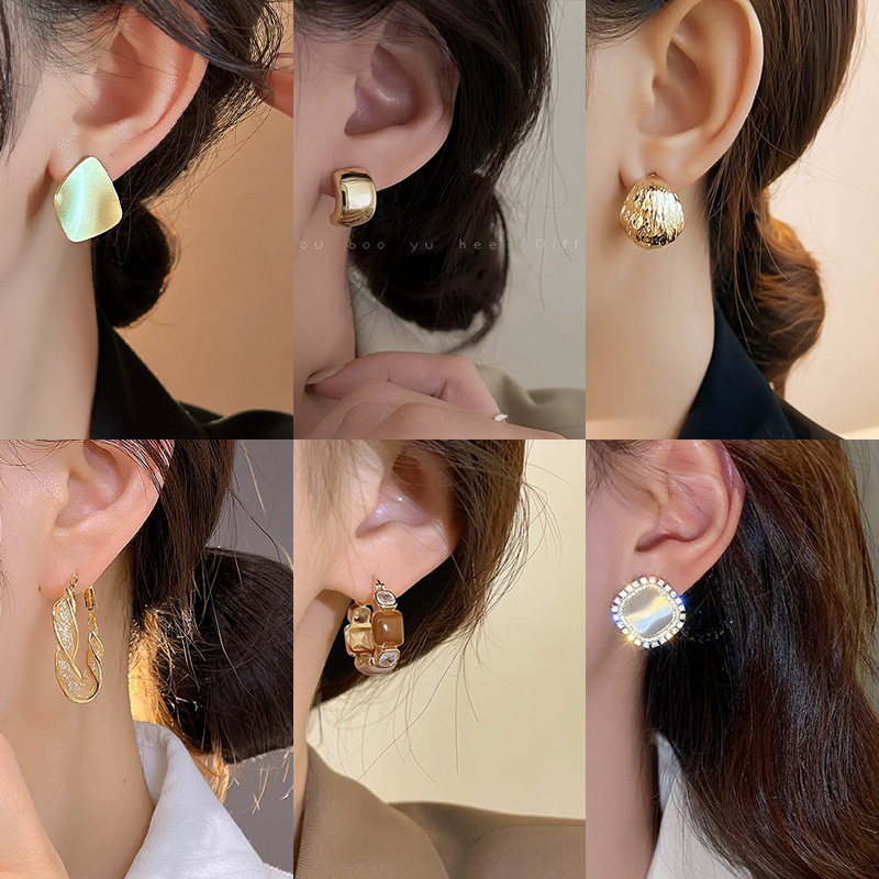 Elegant pearl stud earrings, simple and niche design, high-end autumn and winter earrings for women, 2024 new light luxury earrings wholesale Specification drawing