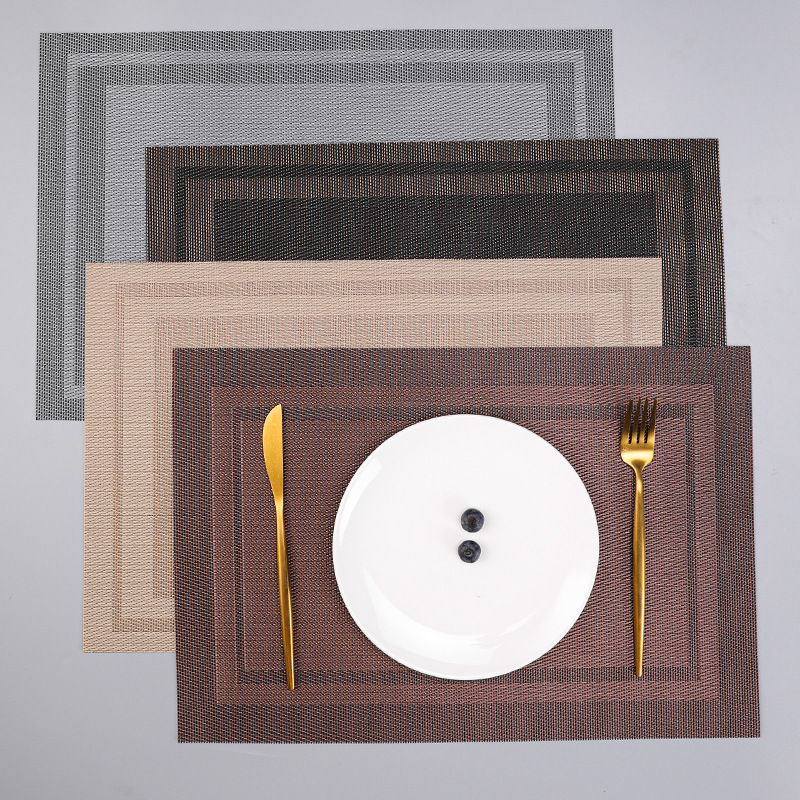 Eco-friendly PVC placemats, diagonal single and double frame Western placemats, European light luxury heat insulation MATS, table MATS and bowl MATS, quick-drying and easy to wash Specification drawing