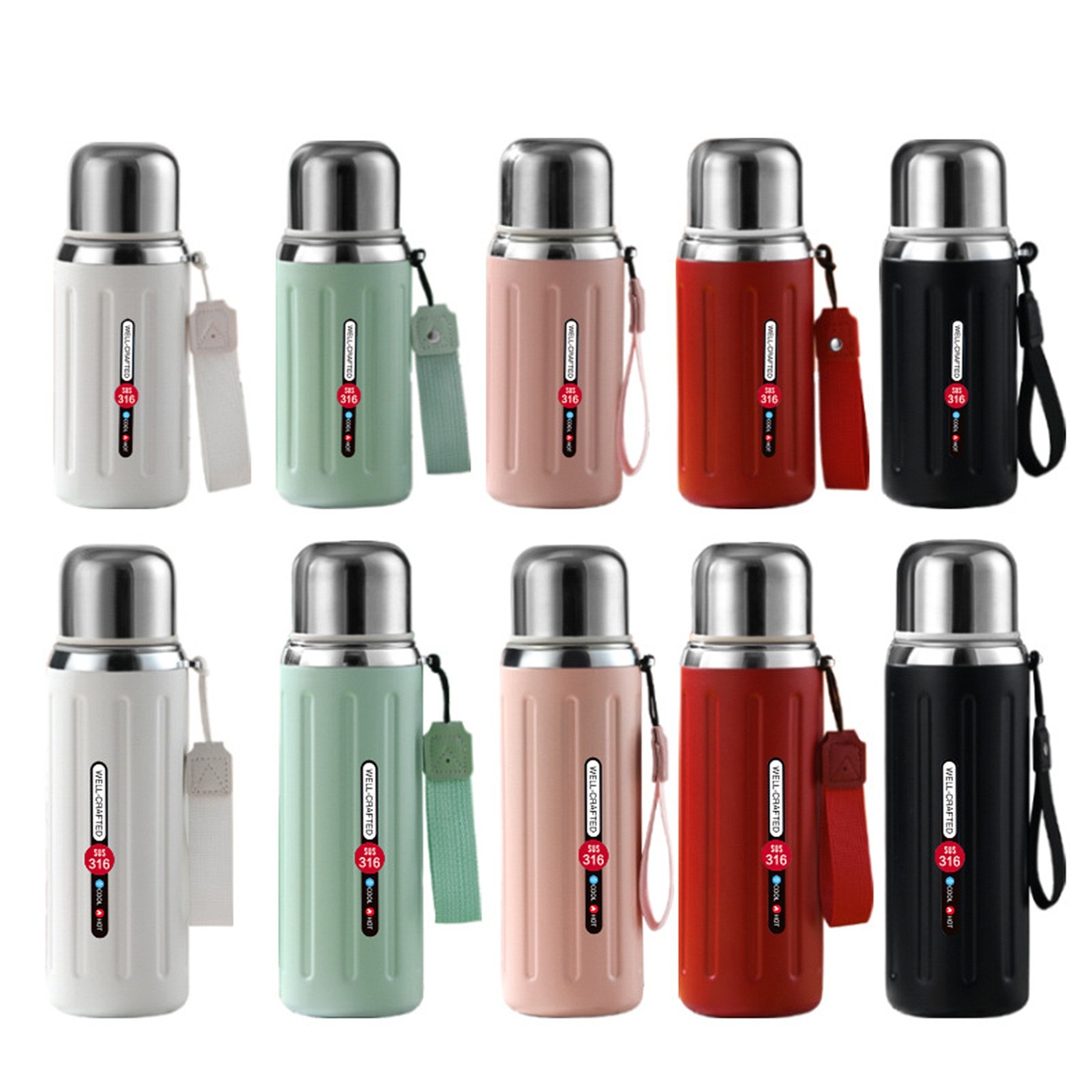 The 2023 new cross-border Roman small steel Cannon insulated cup is a simple and portable 316 stainless steel large-capacity car water cup Item Picture