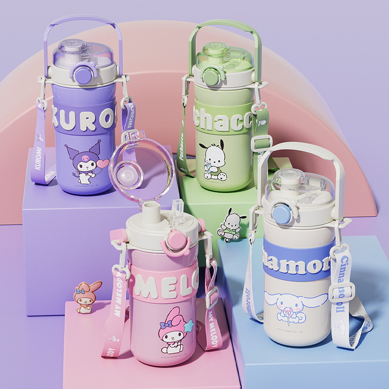 Sanrio Kuromi Cute Water Cup for Girls, large capacity double drinking cup, high appearance level, summer, portable Application Scenario