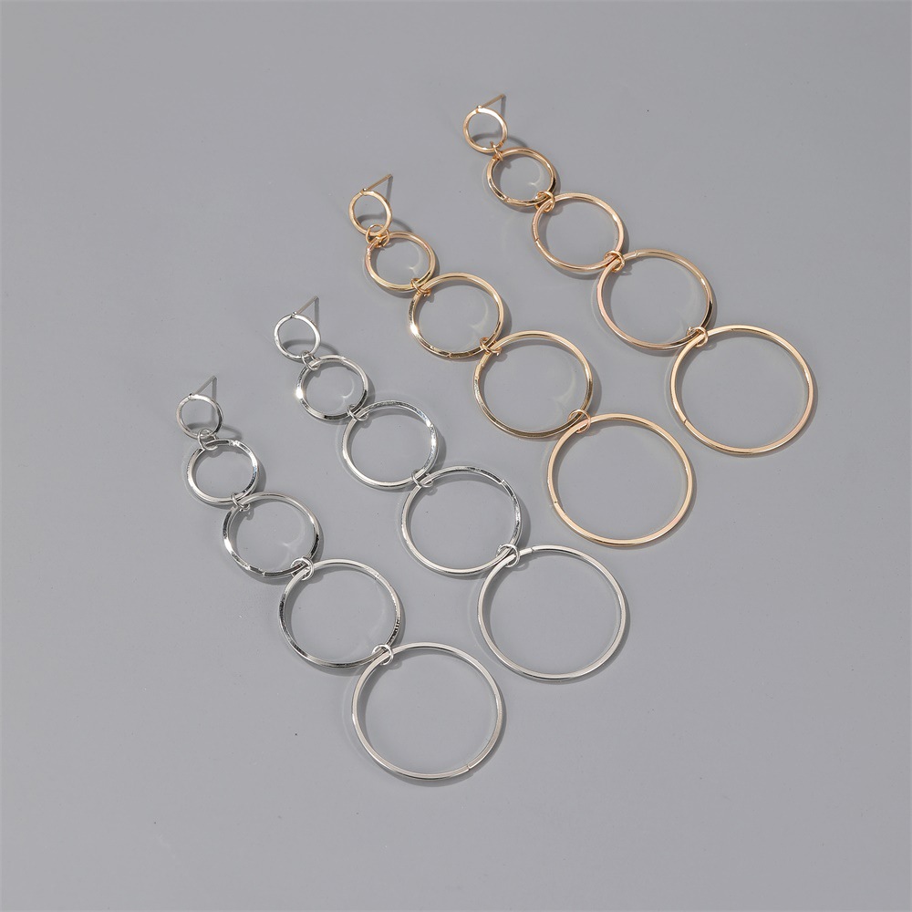 New European and American earrings, fashionable and individual, multi-layer circular tassel earrings, long style, exaggerated and elegant, circular stud earrings for women Application Scenario