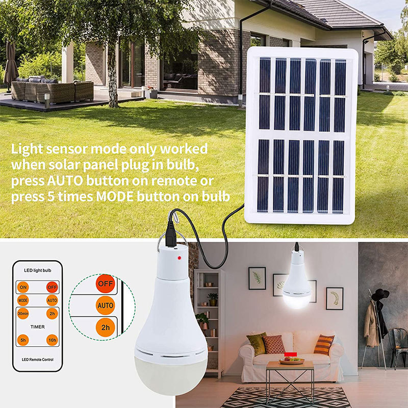 Solar bulb, USB rechargeable bulb with remote control, four-speed dimming, household power outage emergency light, night market stall Specification drawing