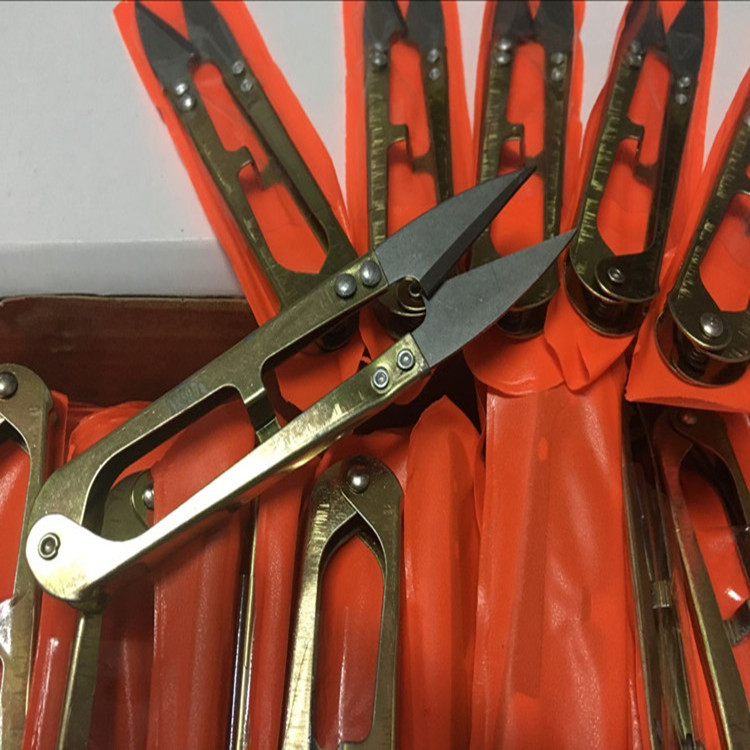 Wholesale yarn cutters, cross-stitch small scissors, U-shaped fishing line cutters, sharp anti-rust scissors, single-handle hardware tools for cutting thread ends details Picture