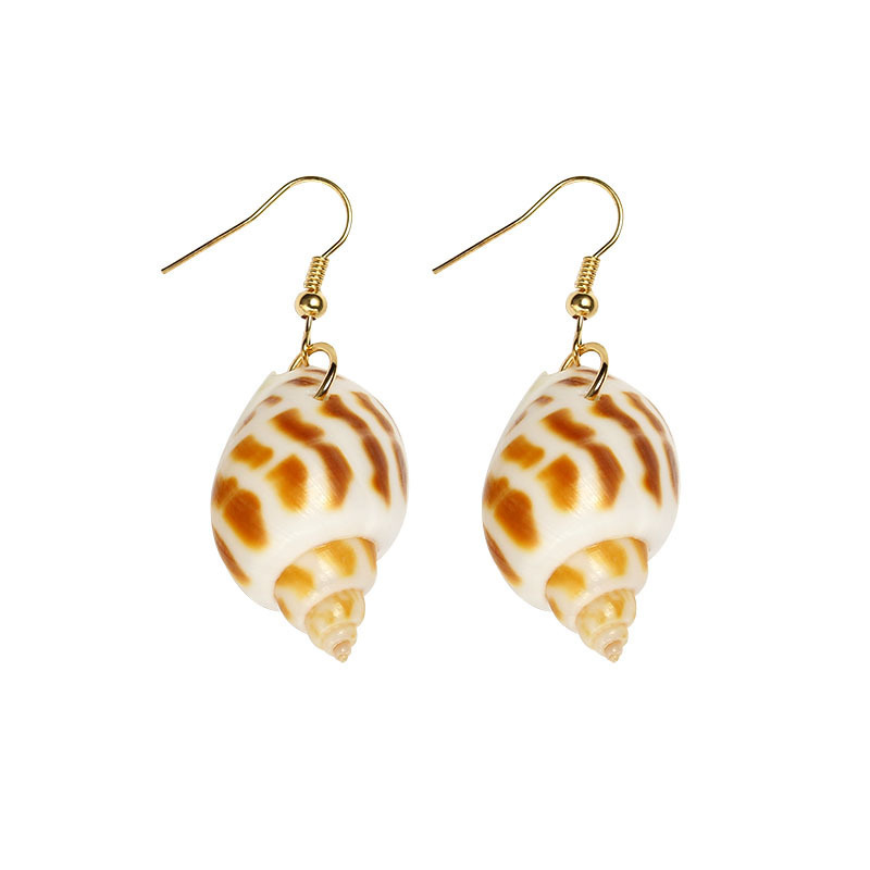 European and American inS-style creative natural shell earrings, Bohemian conch and flower conch earrings, summer abalone and shell earrings Item Picture