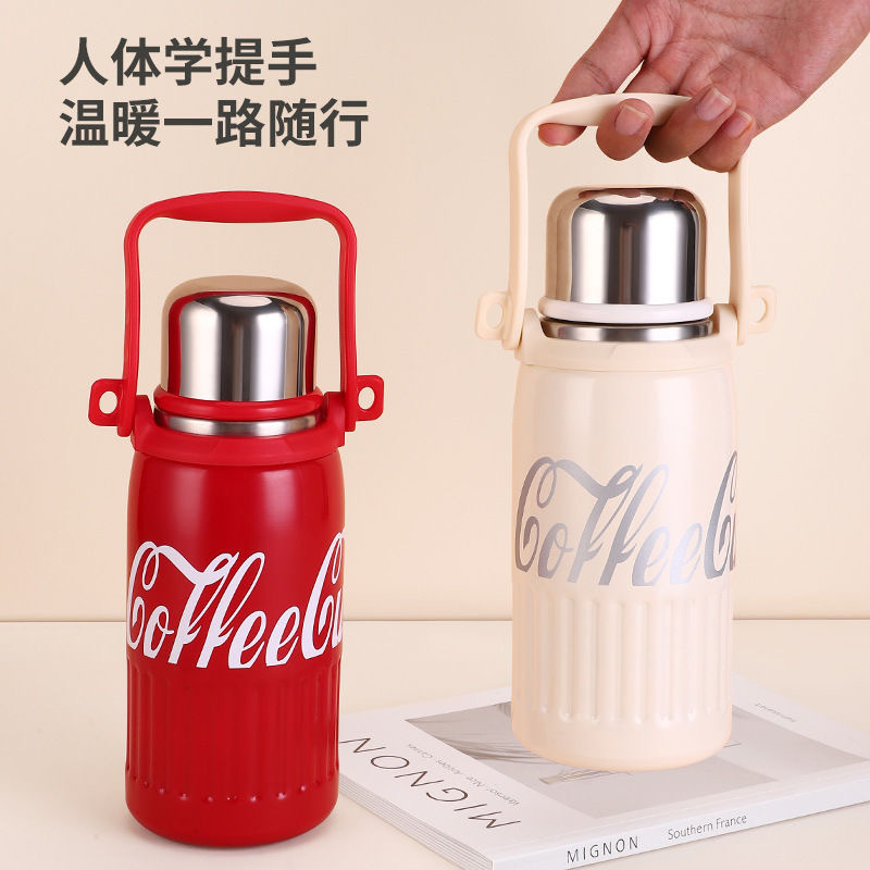 Coca-Cola's large-capacity 316 stainless steel insulated cup, outdoor car portable hand-held sports water bottle details Picture