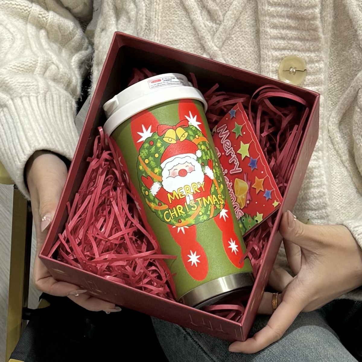 Christmas gifts: Christmas insulated cups, new cartoon 316 stainless steel double-drinking cups for girls, couple coffee cups Specification drawing