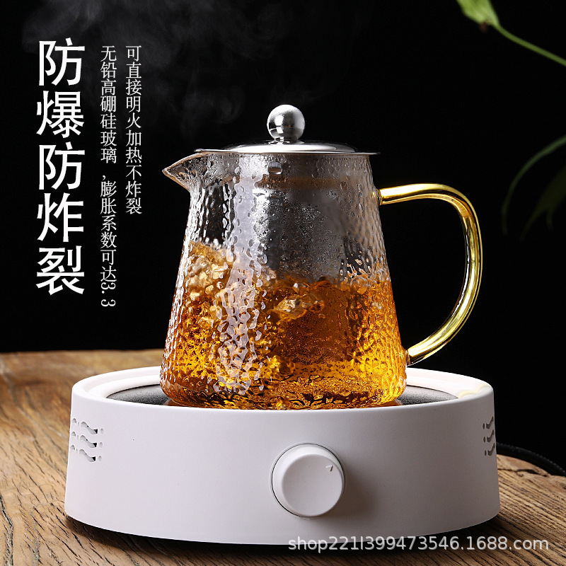 Hammered transparent glass high borosilicate household one-piece glass teapot for boiling, filtering and brewing, thickened glass teapot Application Scenario