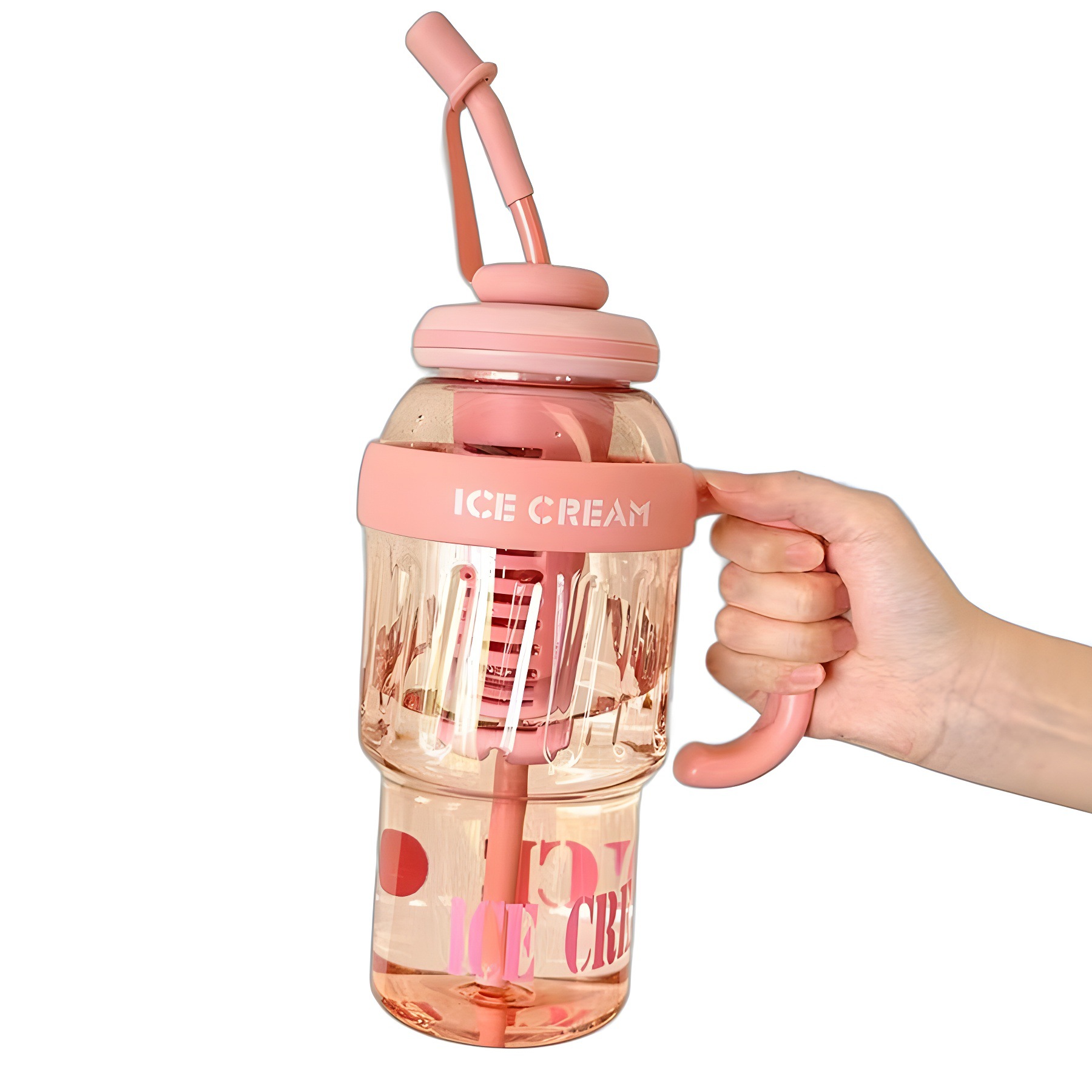Simple, high appearance level, large-capacity ice cup, giant straw water cup for girls, stainless steel insulated cup Item Picture