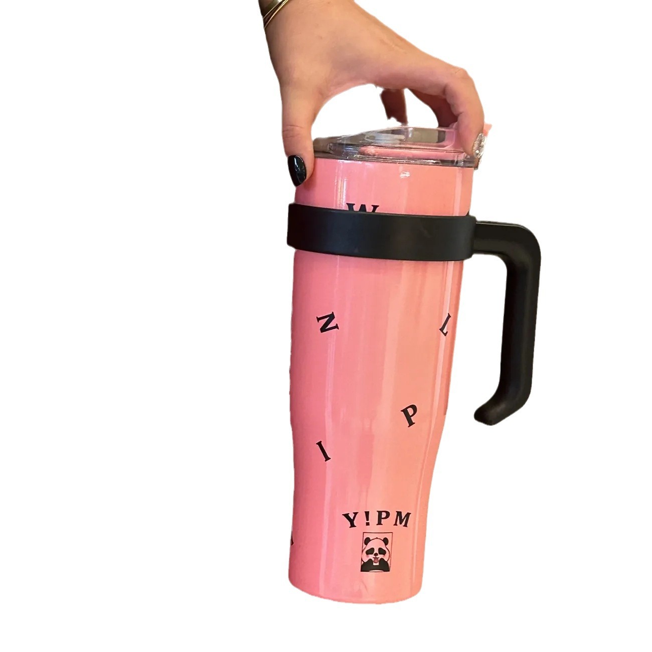 New large-capacity giant insulated cup for girls, high appearance level straw cup, stainless steel handle water cup Item Picture