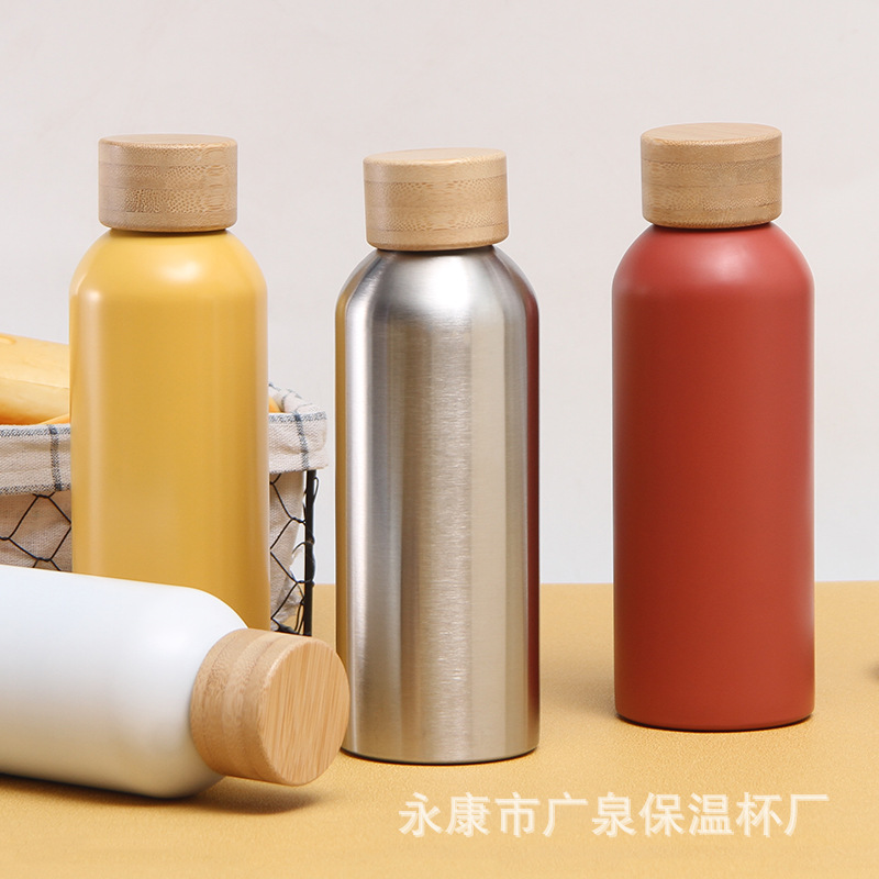 Export small-mouth sports bottles, double-layer stainless steel sports bottles, bamboo-cap sports bottles, outdoor sports water bottles details Picture