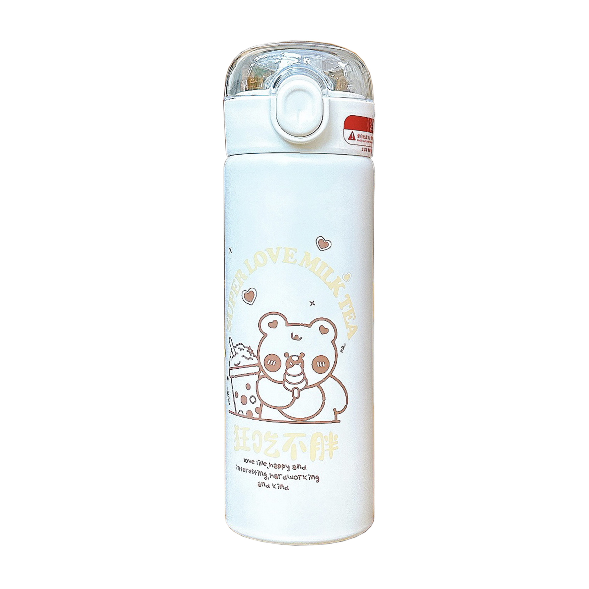 Cartoon straw insulated cup, high appearance level for students, girls' water cup, portable spring lid, simple stainless steel cup gift Item Picture