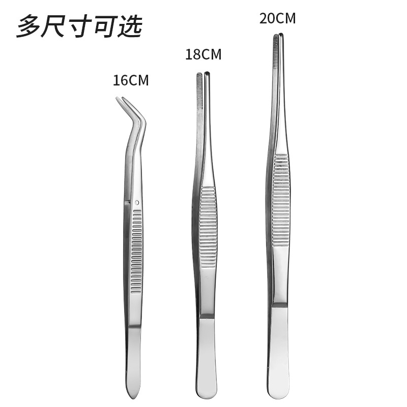304 stainless steel tweezers, round head with teeth, dressing tweezers, thickened and hardened, length /14/16/18/20/25/30 cm Application Scenario