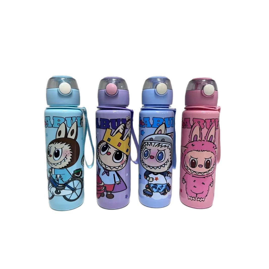 Hot-selling cartoon plastic cup, high appearance level, large capacity matte bouncy straw cup, portable cup with handle full figure