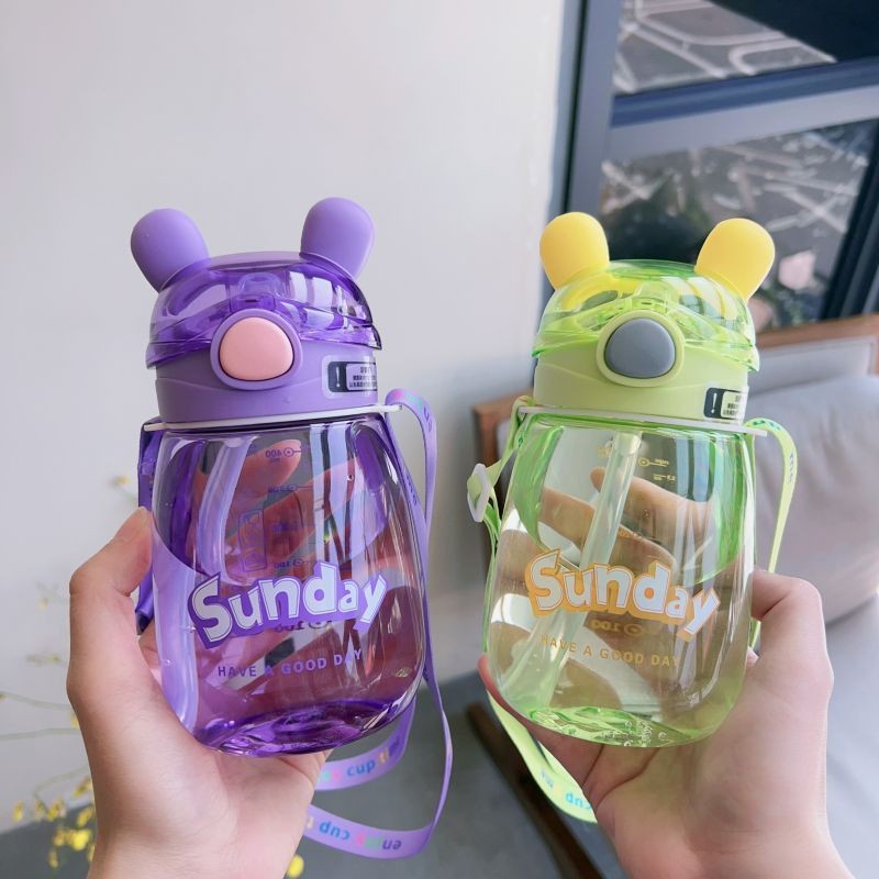 Summer children's cartoon straw cup, high appearance level, plastic spring cap, large capacity, portable cup for boys and girls Specification drawing