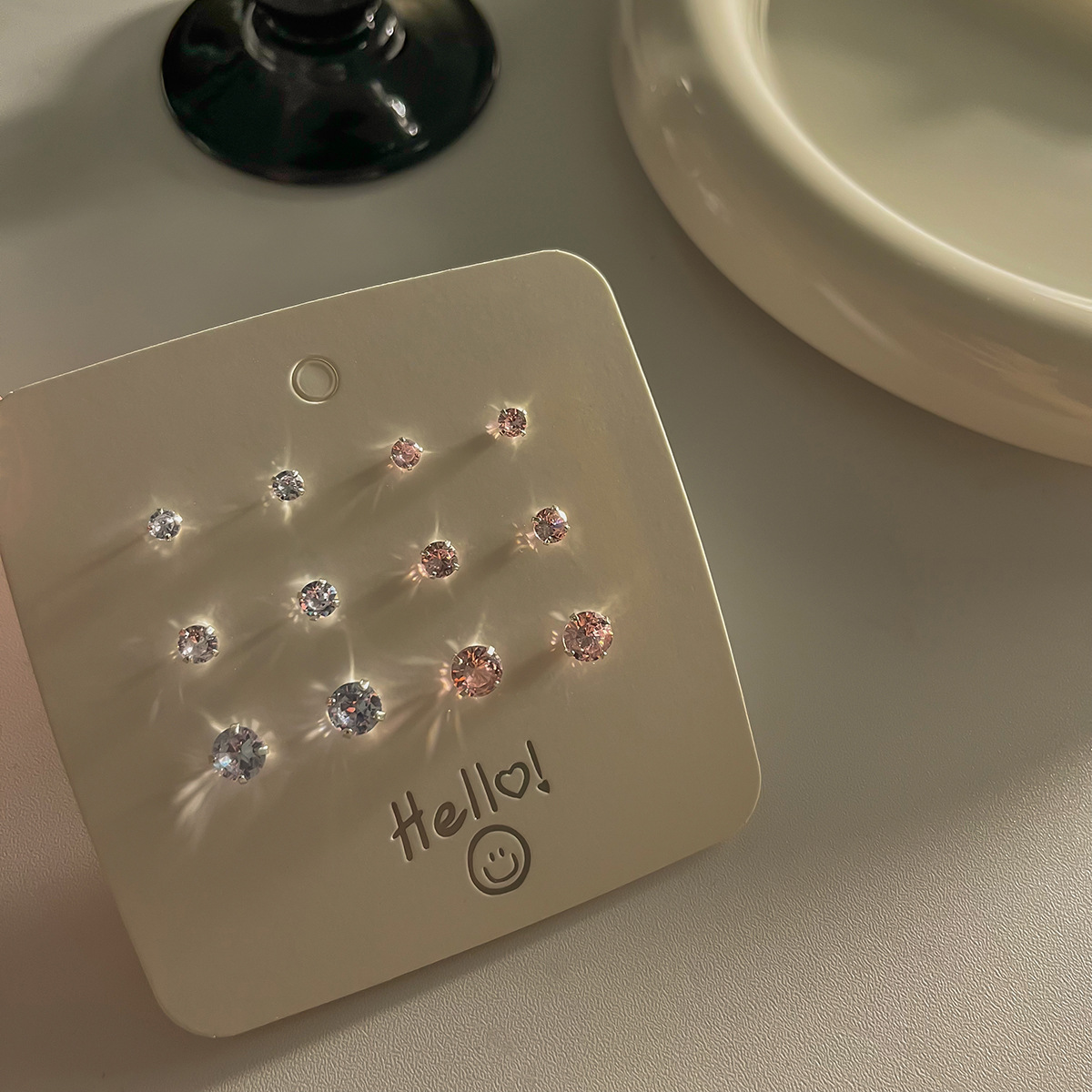 Silver needle zircon stud earrings for women, simple inlaid with water diamonds, super sparkling ear bone stud, moisture-nourishing ear holes, no need to remove earrings for sleeping, wholesale details Picture