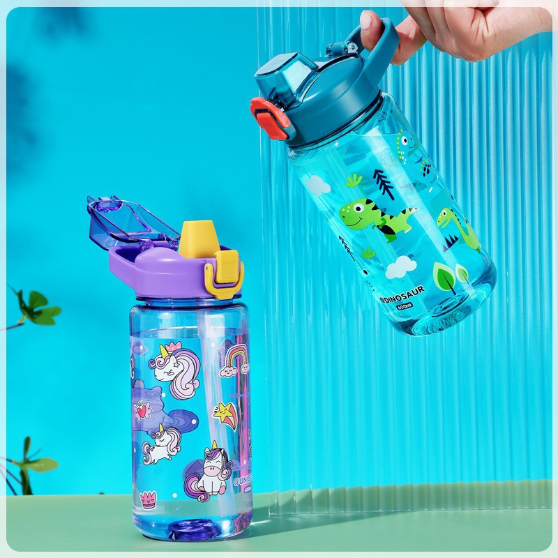 Children's water cups, plastic direct drinking cups for school, portable water bottles, cute direct drinking cups for male and female primary school students in summer Application Scenario