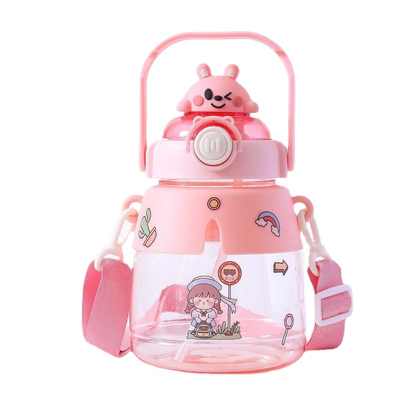 Wholesale of 2023 popular cape figurine, large-belted cup, cute, large-capacity tonton cup with shoulder strap, children's straw water cup Item Picture