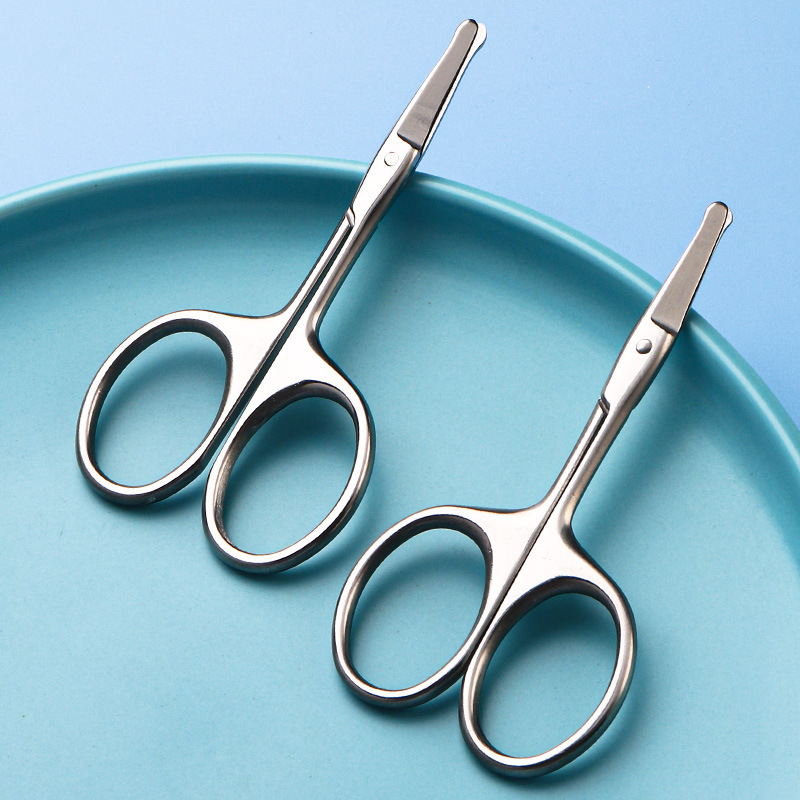 Round-headed nasal hair small scissors trimmer, stainless steel manual, no nasal injury, washable, beauty, eyebrow shaping, eyelash makeup full figure
