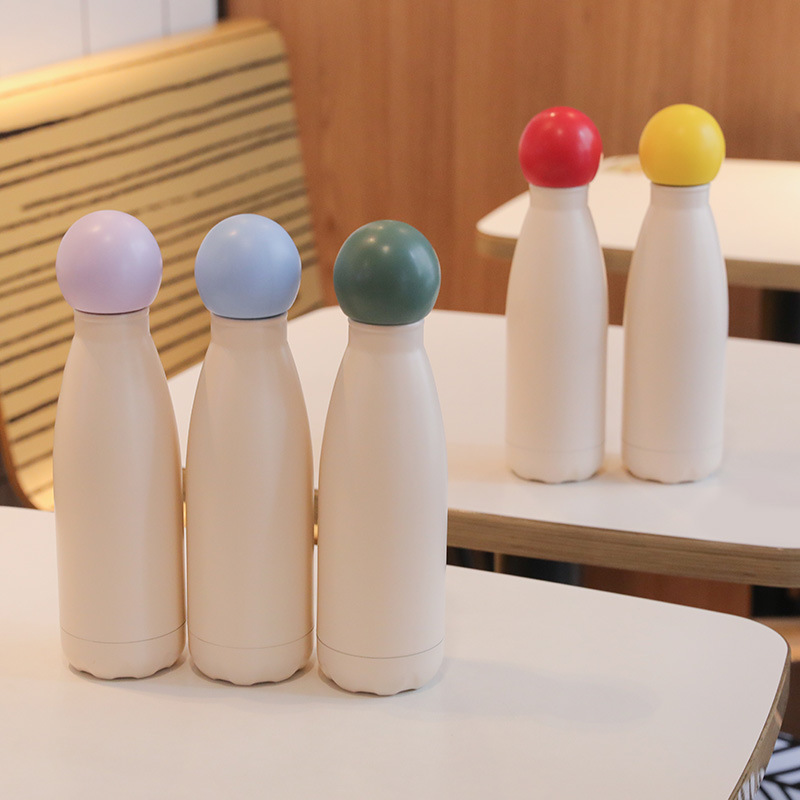 Creative bowling cups, stainless steel cola bottles, insulated cups, student and children's outdoor sports water cups, convenient water bottles details Picture