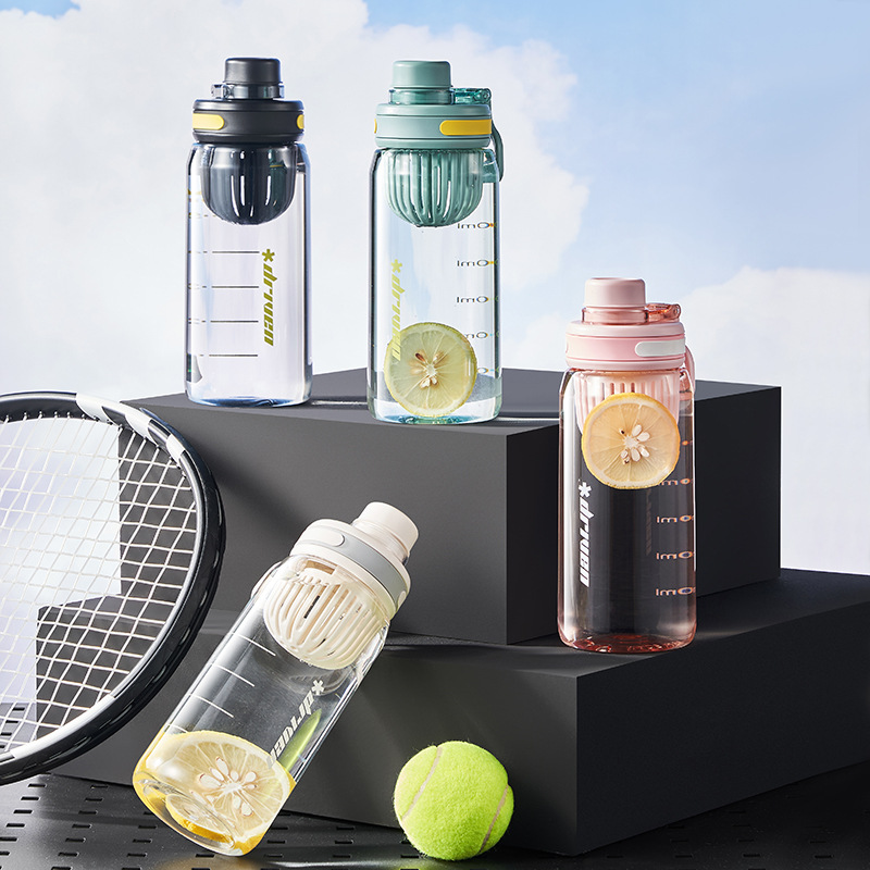 Fuxing men and women's high-appearance-level summer simple sports water cup, heat-resistant portable cup with tea strager, plastic cup, anti-drop full figure