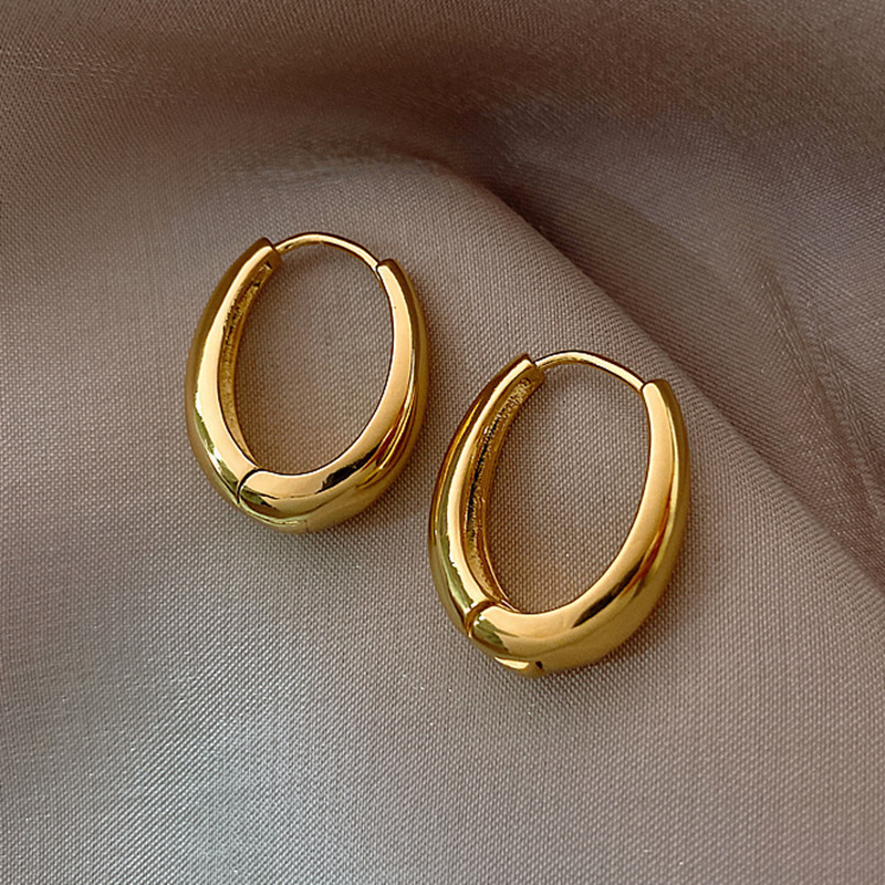 Cross-border bestsellers, elegant, smooth metal U-shaped ear buckles, geometric oval ear rings, retro women's earrings, accessories, and stud earrings details Picture