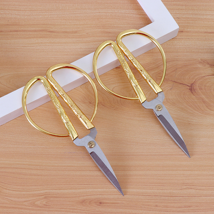 Longfeng scissors, gold-plated alloy household tailor scissors, multi-purpose stainless steel pointed tip hand scissors, ribbon-cutting for opening ceremonies details Picture