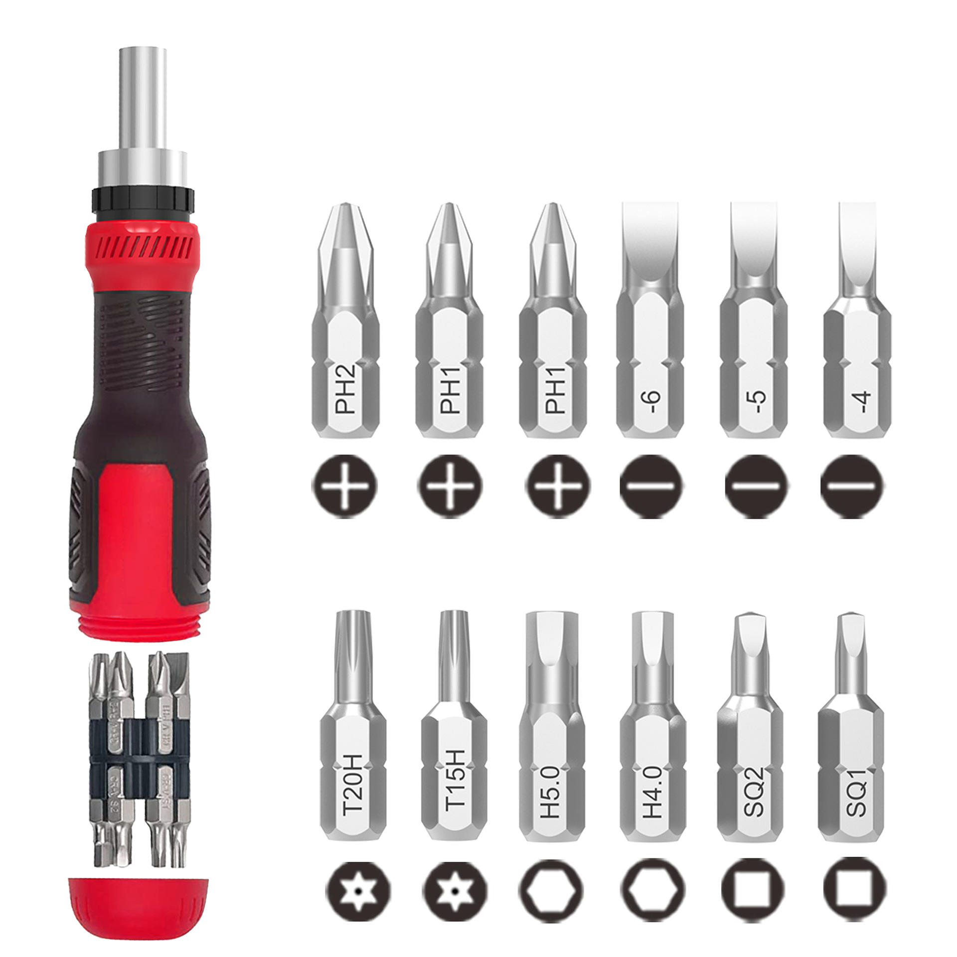13-in-one ratchet screwdriver, cross-head screwdriver, household multi-functional maintenance hardware tool portable set Item Picture