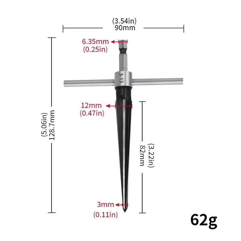 Novice 5-16mm round handle hexagonal handle taper reamers, 3-12mm woodworking wood board chamfering reamers undefined