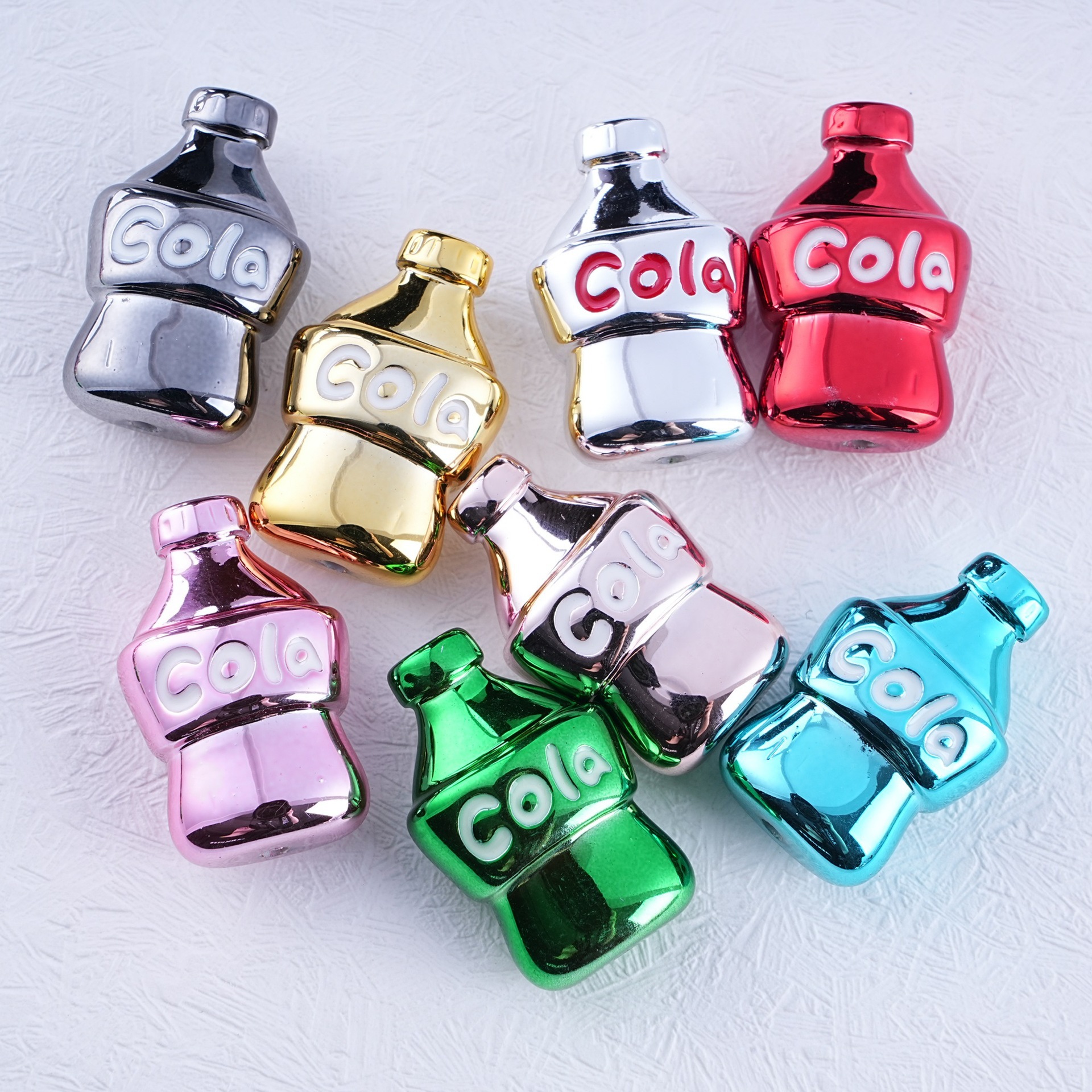 Cross-border metal UV electroplated cola bottle beaded creative diy mobile phone chain material package earrings pendant accessories full figure