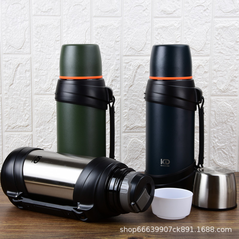 Kuangdi Travel Vacuum Insulated Water bottle, large-capacity portable car water bottle, outdoor sports 304 stainless steel 2000ml full figure