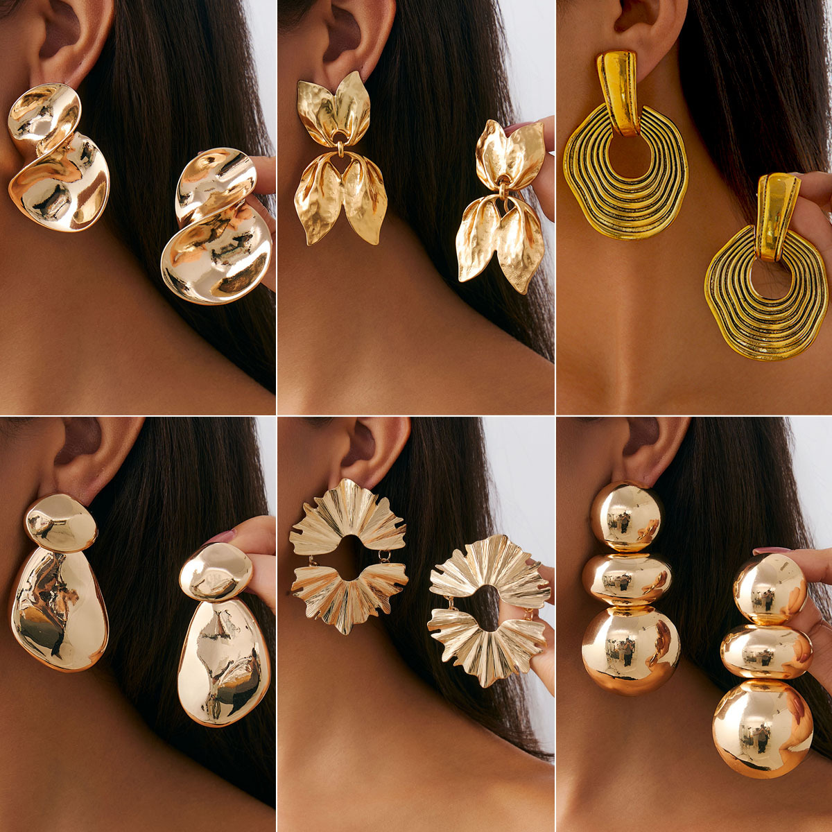 Exaggerated geometric irregular round stud earrings with French retro texture and cross-border accessories from Europe and America are niche full figure