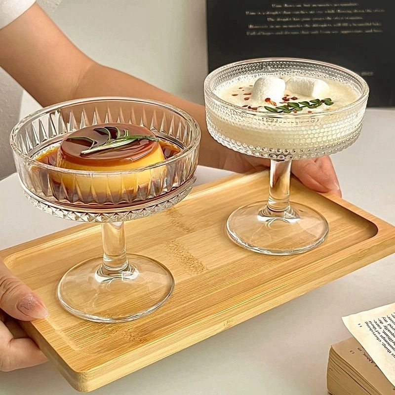 Internet-famous ice cream glass cups with high appearance standards, Ins-style yogurt cups, creative high-legged ice cream pudding cups, and dessert cups details Picture