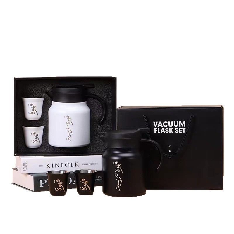 Wholesale of cross-border Middle East Arab steaming pot stainless steel three-piece set, large-capacity vacuum insulated cup set gift box Item Picture